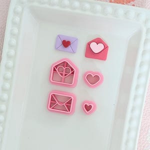 Love Note Polymer Clay Cutters: Heart Envelope, Valentine's Jewelry Making
