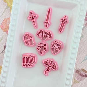 Medieval Fantasy Polymer Clay Cutters Dragon Sword Shield Armor Jewelry Tools