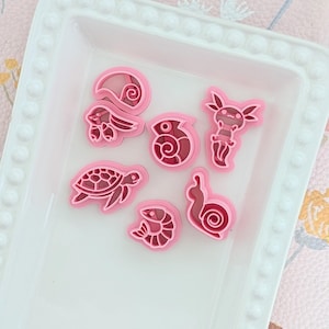 Sea Creature Polymer Clay Cutters Turtle Axolotl Snail Shrimp Jewelry Tools