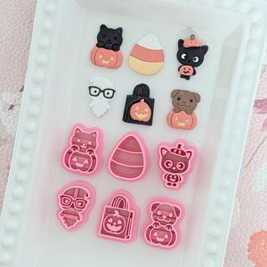 Halloween V5 Polymer Clay Cutters | Cat, Dog, Ghost & Pumpkin Designs