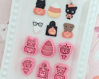 Halloween V5 Polymer Clay Cutters | Cat, Dog, Ghost & Pumpkin Designs