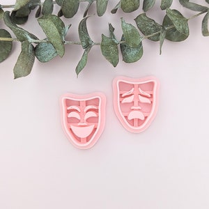 Masks Greek Theatrical Polymer Clay Cutter Sculpting Tools Earrings Jewelry Making Embossing Mold Craft Theatre Drama Happy Sad Face Emotion