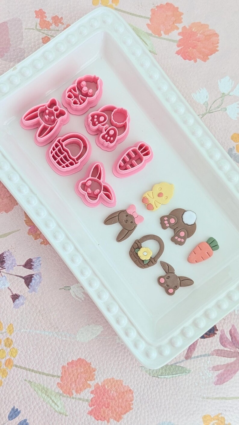 Easter V2 Polymer Clay Cutters | Bunny, Chick, Carrot, Basket & Bow image 3