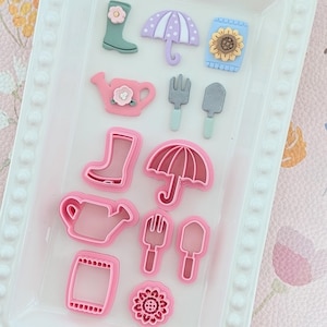 Gardening Polymer Clay Cutters Garden Tools Watering Can Rain Boots Earring Molds