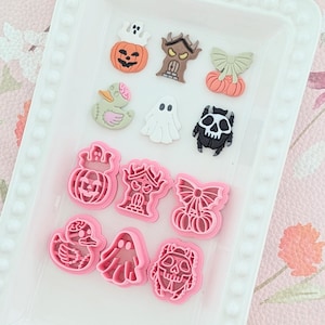 Halloween Polymer Clay Cutters V1 | Ghost Haunted Tree Pumpkins Zombie Duck Skull Beetle Tools