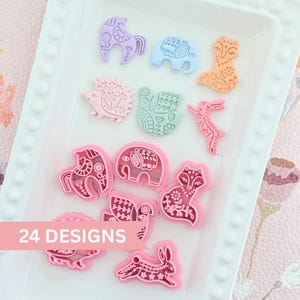 Folk Art Animals Polymer Clay Cutters Nordic Woodland Critter Jewelry Making Tools Cottagecore