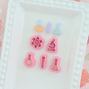 Science Theme Polymer Clay Cutters Atom Microscope Laboratory Glassware