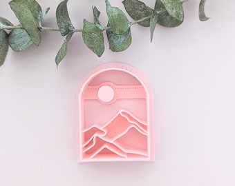 Boho Scene Mountains and Moon Polymer Clay Cutter Sculpting Tools Earrings Jewelry Making Embossing Mold Craft