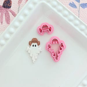 Ghost and Cowboy Hat Set Polymer Clay Cutter Sculpting Tools Earrings Jewelry Making Embossing Mold Craft Supplies Western Spooky Halloween