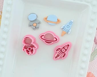 Outer Space Polymer Clay Cutters Astronaut Space Suit Rocket Planet Moon Jewelry Making Tools