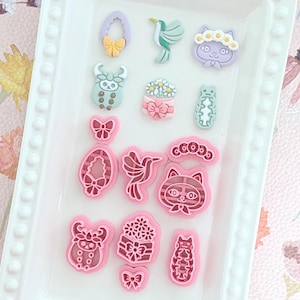 Spring Forest Clay Cutters | Hummingbird, Cat, Book, Caterpillar Designs