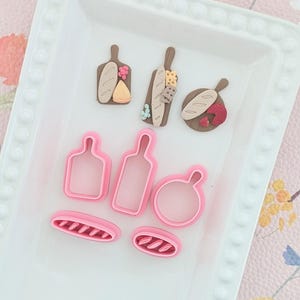 Planche à fromage et à pain de charcuterie d'emporte-pièces en pâte polymère | Ensemble de bijoux de nourriture de pique-nique
