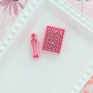 Tarjetas de bingo y cortadores de arcilla polimérica para dar forma a bingo, herramientas para esculpir aretes, fabricación de joyas, moldes de relieve, suministros para manualidades.