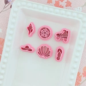 Beach Theme V2 Polymer Clay Cutters Roller Blade Sun Hat Flip Flops Jewelry Tools