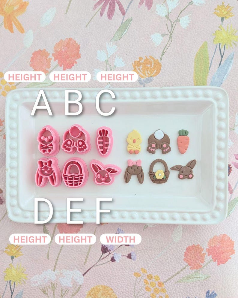 Easter V2 Polymer Clay Cutters | Bunny, Chick, Carrot, Basket & Bow image 2