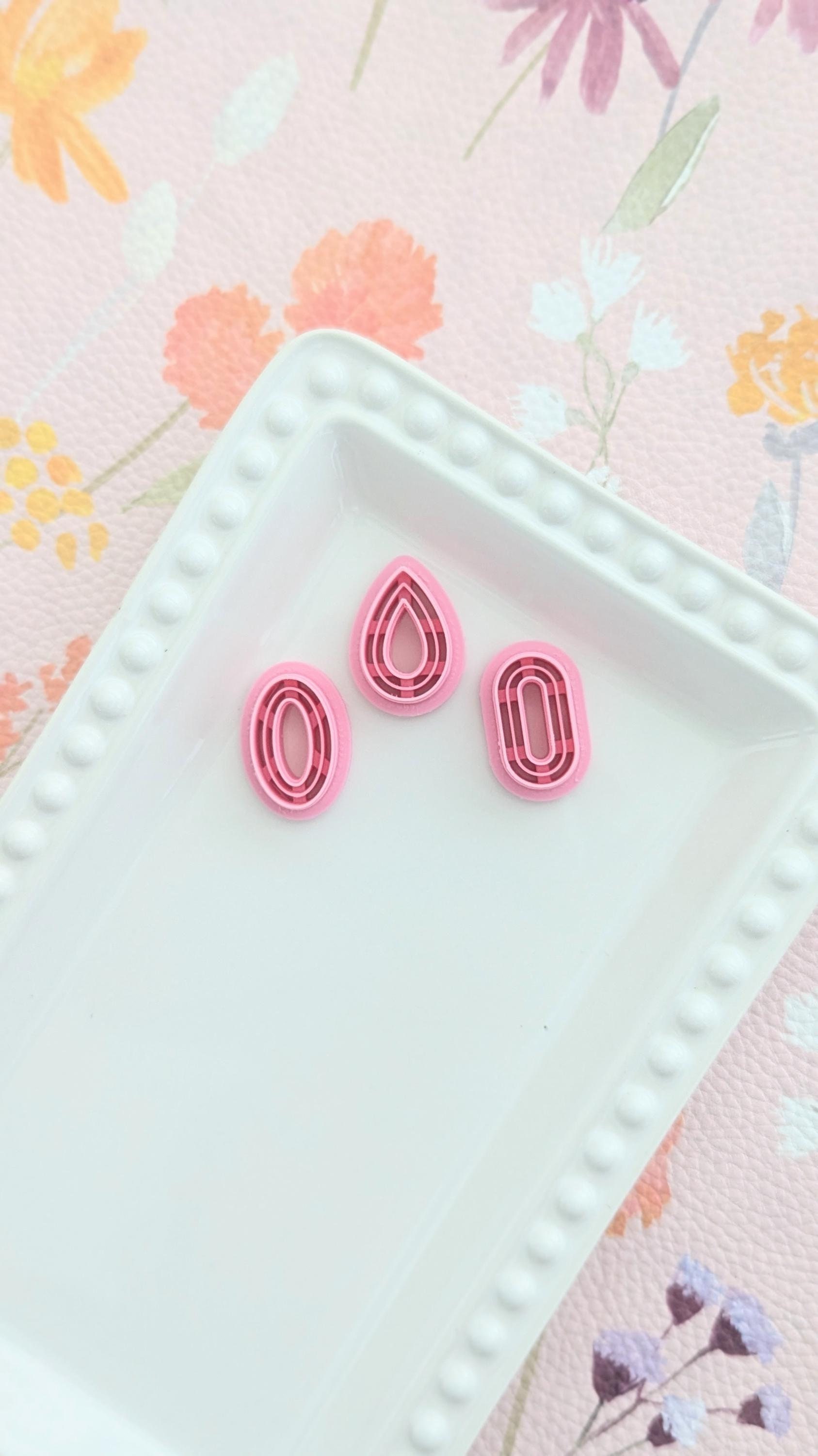 Boho Earring Double Lines Polymer Clay Cutter Sculpting Tools Jewelry Making Mold Craft Supplies