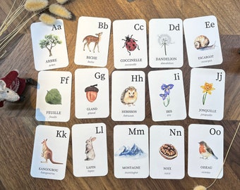 Cartes alphabet de la nature,  carte type montessori