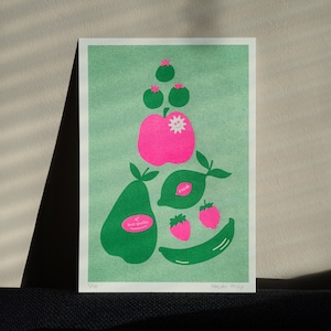 Stampa Risograph A5 di frutta fresca /