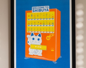 A Risograph Print of a Japanese Can of Milky Tea From a Vending Machine ...