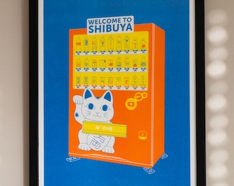 Risograph of a Japanese vending machine |