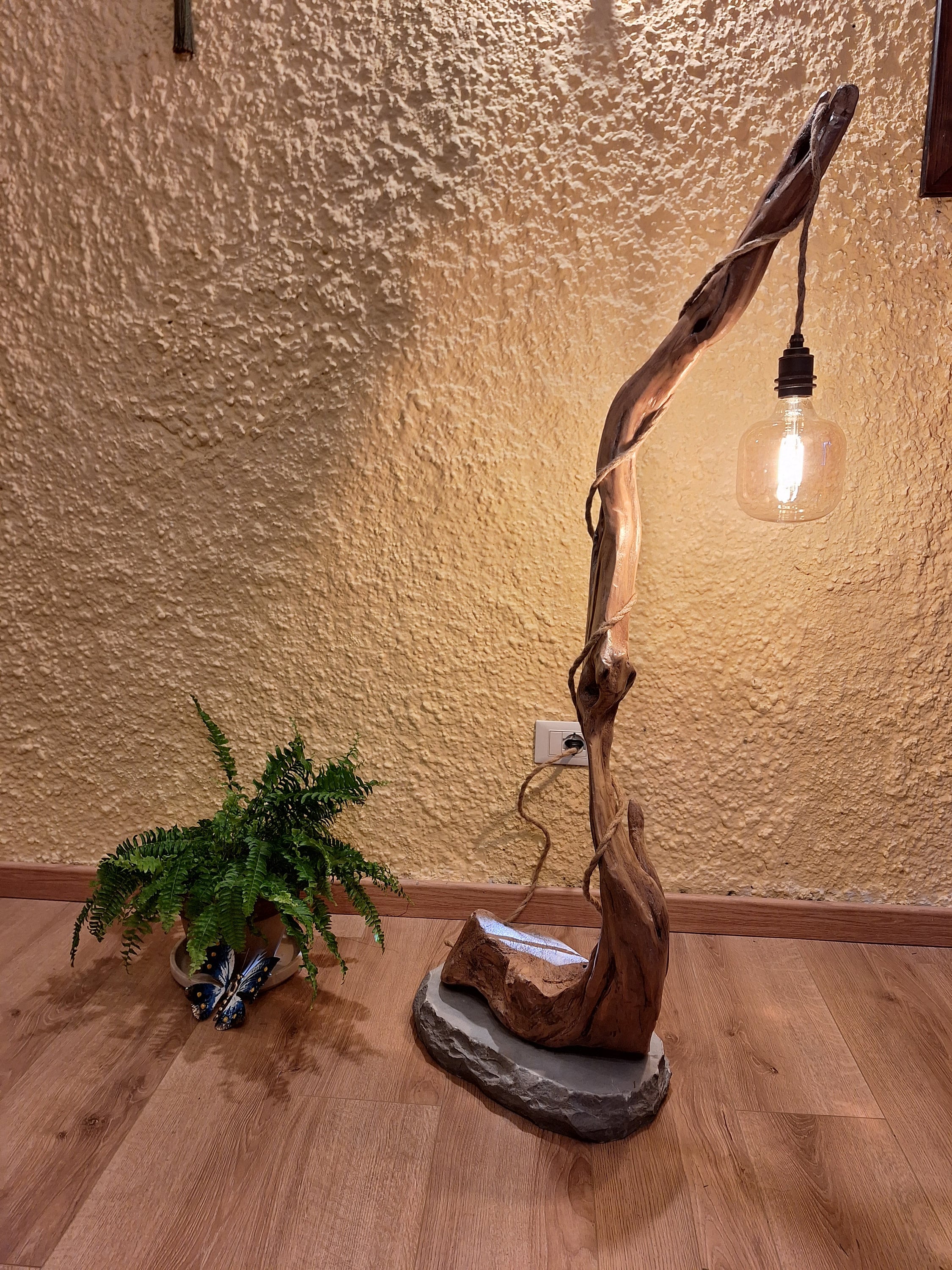 Wooden floor lamp