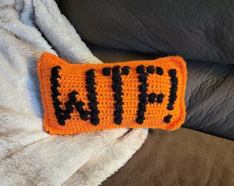 Crochet Pattern - Bobble Stitch Pillow - "WTF!" - Instant Download - Quick and Easy Pattern!
