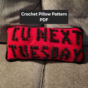Crochet Pattern - Bobble Stitch Pillow - &quot;C U Next Tuesday&quot; - Instant Download - Quick and Easy!