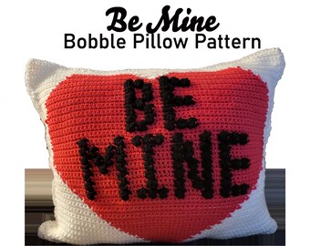 Modello all'uncinetto - Cuscino Bobble Be Mine - Termini USA - San Valentino - Download istantaneo