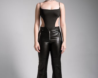 Kunstleder Hose, Vegan Leder Hose, Leder Leggings, Stretch Hose, Schwarze Leggings, Öko Leder Leggings