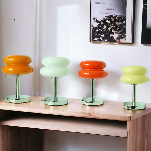 Bedside Décor Macaron Glass Table Lamp Trichromatic Dimming Living Room Atmosphere Lamps Eye Protection Night Light