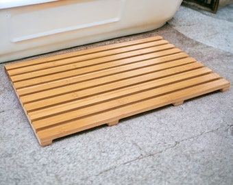 Versatile Bamboo Bath Mat - Rectangular Wooden Mat for Bathroom, Outdoor Shower, and Spa Use