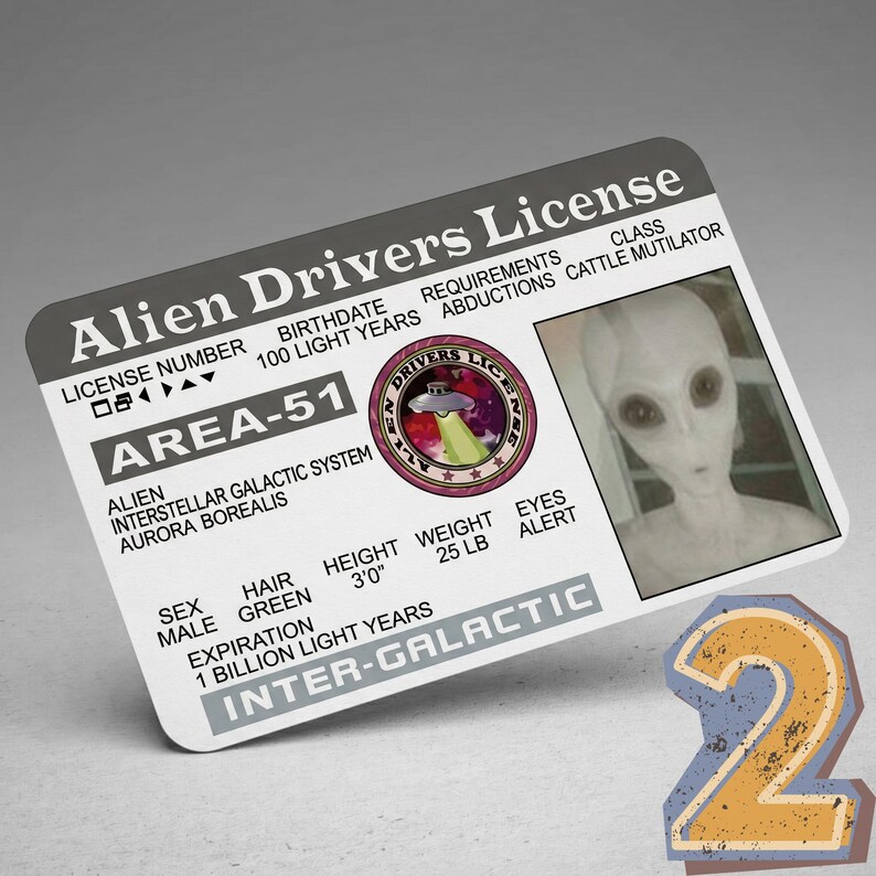 UFO Driving License | Area 51 Permit ID Card | Alien Flying Saucer ...
