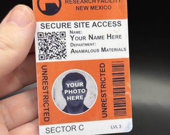 Gepersonaliseerde zwarte Mesa-identiteitskaart | Aangepaste beveiligingspassteun | Gordon Freeman-replica en halfwaardetijd-cosplaybadge