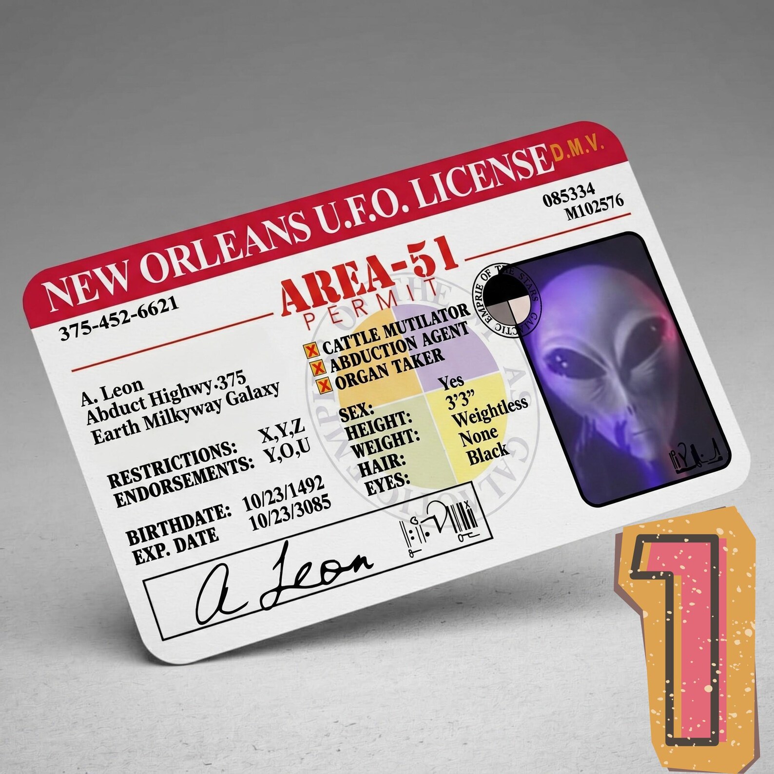 UFO Driving License | Area 51 Permit ID Card | Alien Flying Saucer ...