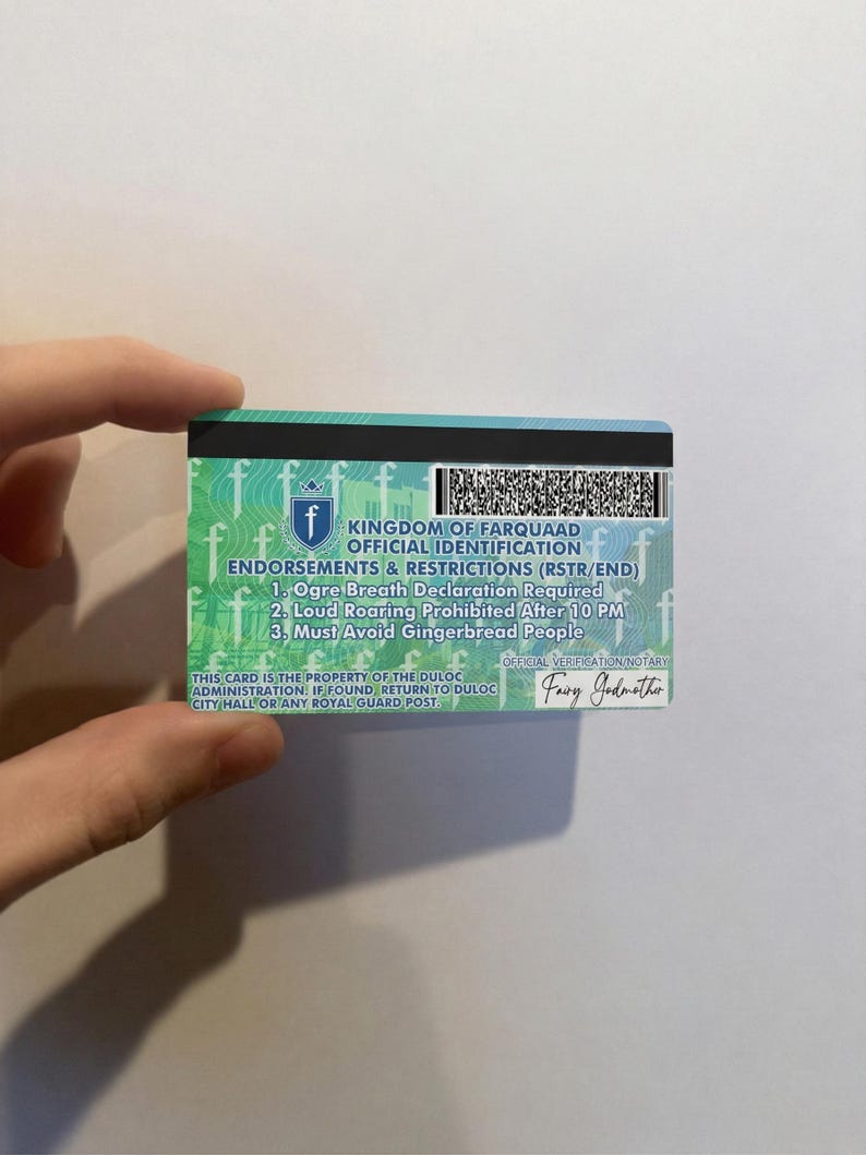 Cursed Id Card Shrek Driver License ID Card, Duloc Movie Parody Novelty Badge, Funny ...