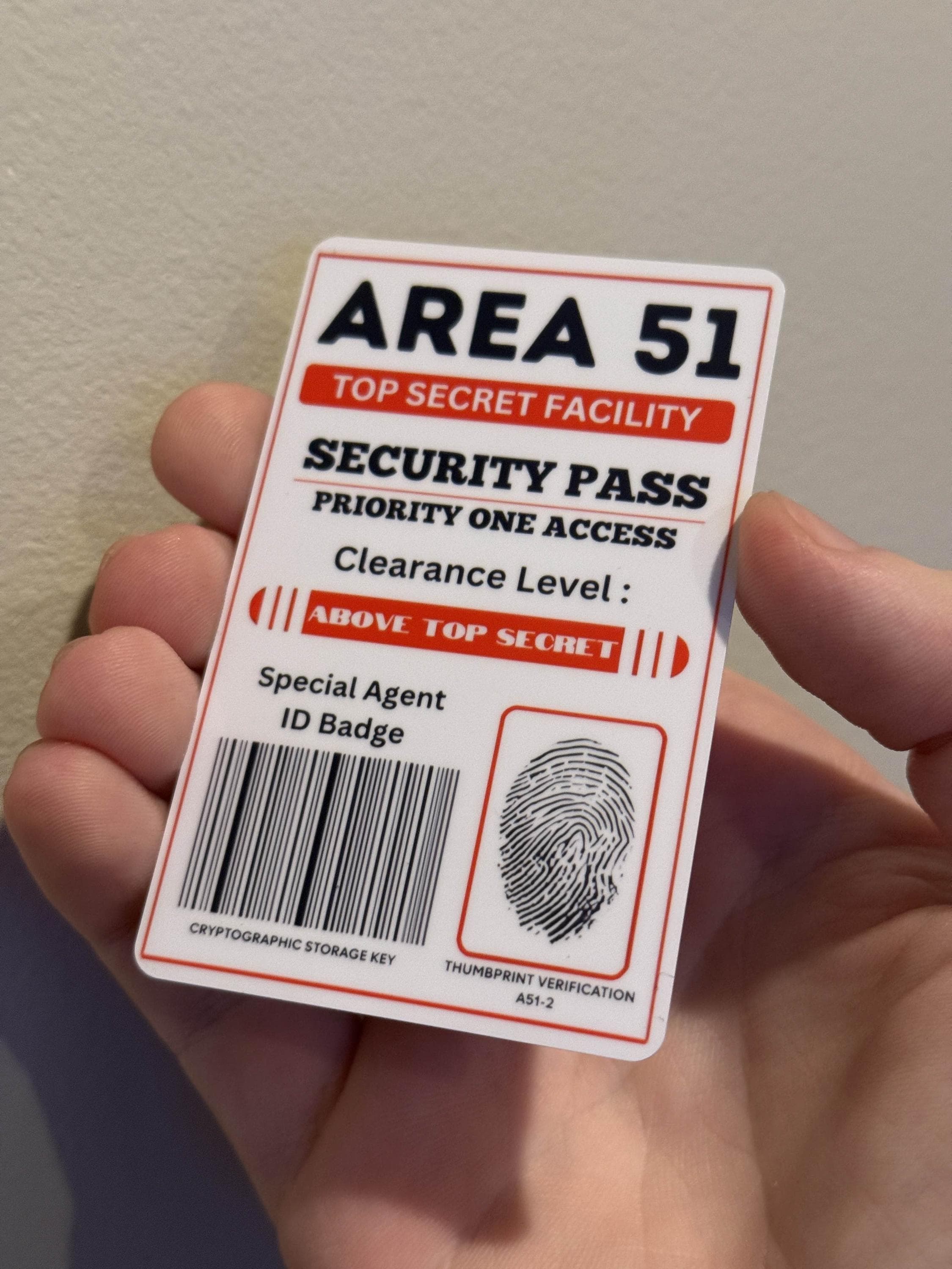 Area 51 Security Pass | Top Secret Facility ID Card | Alien