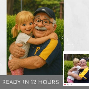 Custom Pixar Portrait, Pixar Style Portrait from Photo, Pixar Character, Cartoon Portrait Gifts, Custom Family Portrait, Сustom Gift for Dad