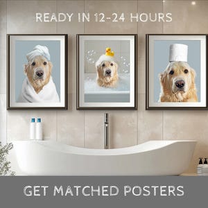 Ritratto personalizzato di un animale domestico, arte del bagno del cane, poster divertente del bagno, cane nel water, cane che legge il giornale sul water, regalo per il proprietario di un animale domestico