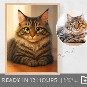 Custom Cartoon Pet Portrait, Cat Cartoon Portrait Dog, 3D Art Style, Personalized Cartoon Gift, Wall Art for Pet Lovers, Digital Downloads