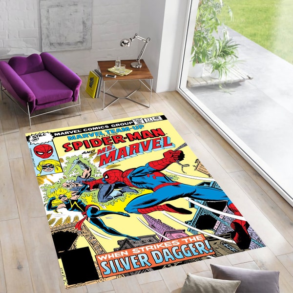 Spiderman Rug,Comic Books Rug,Magazine Cover Rug,Boys Room Rug,Kids Room Rug,Boys Rug,Gift for Him,Custom Rugs,Area Rugs,Personalized Gift