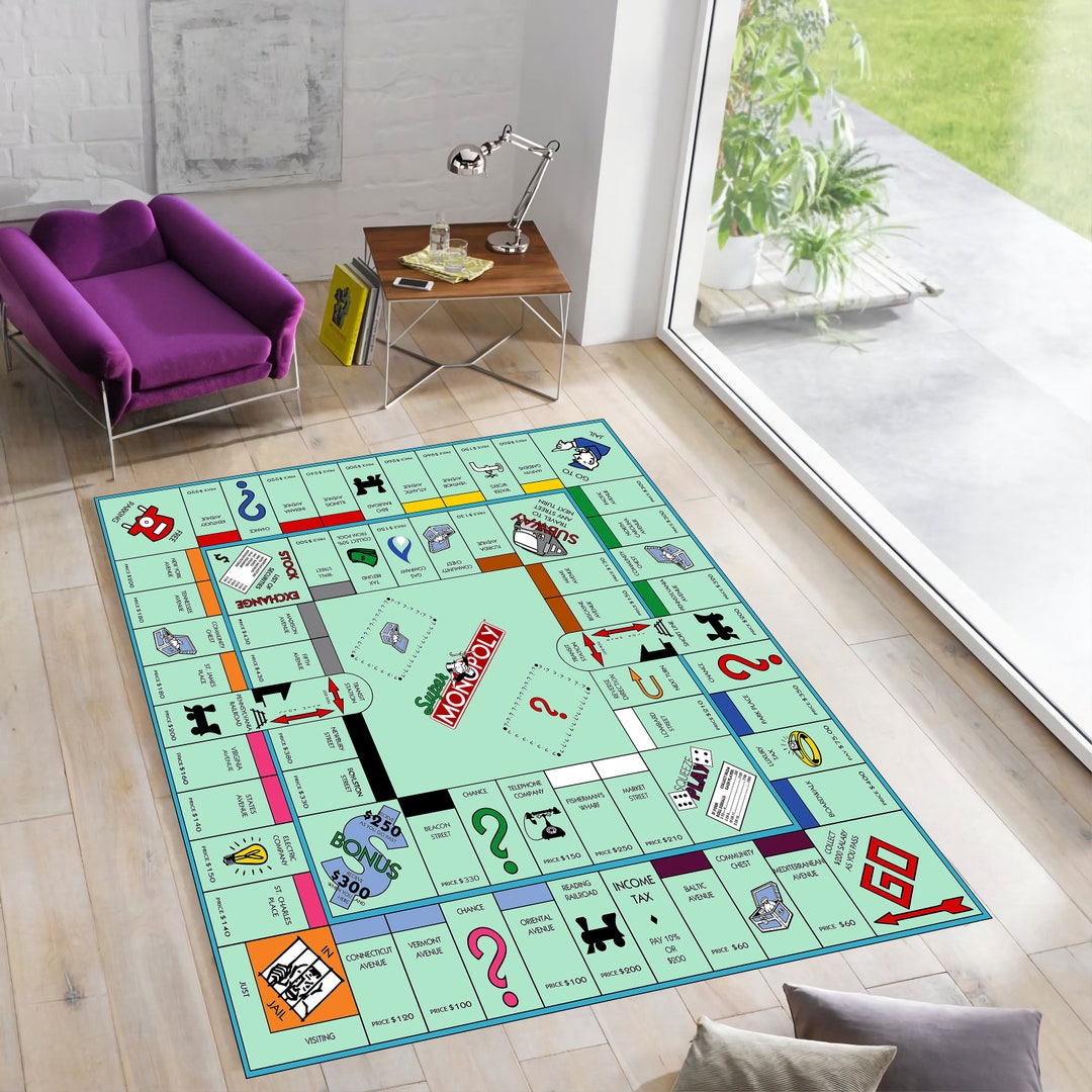 Monopaly Rug Monopoly Game Board Rug: Gamer Room Decor, Non-slip Cotton Base - Etsy