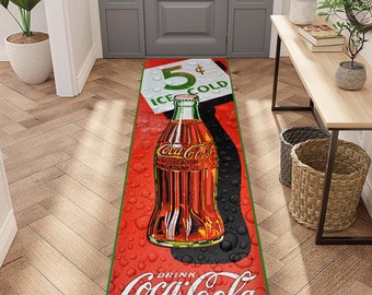 Alfombra de pasillo con forma de botella de Coca Cola: alfombra de poliéster para entrada
