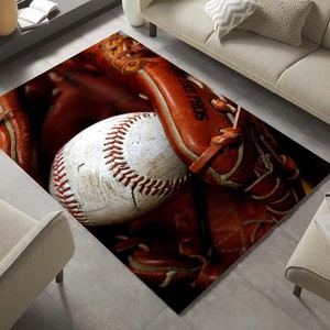 Baseball Rug,Basketball Themed Rug,Balls Rug,Baseball Glove Rug,Sport Rug,Boys Room Rug,Gift for Him,Custom Rugs,Area Rugs,Cool Designer Rug