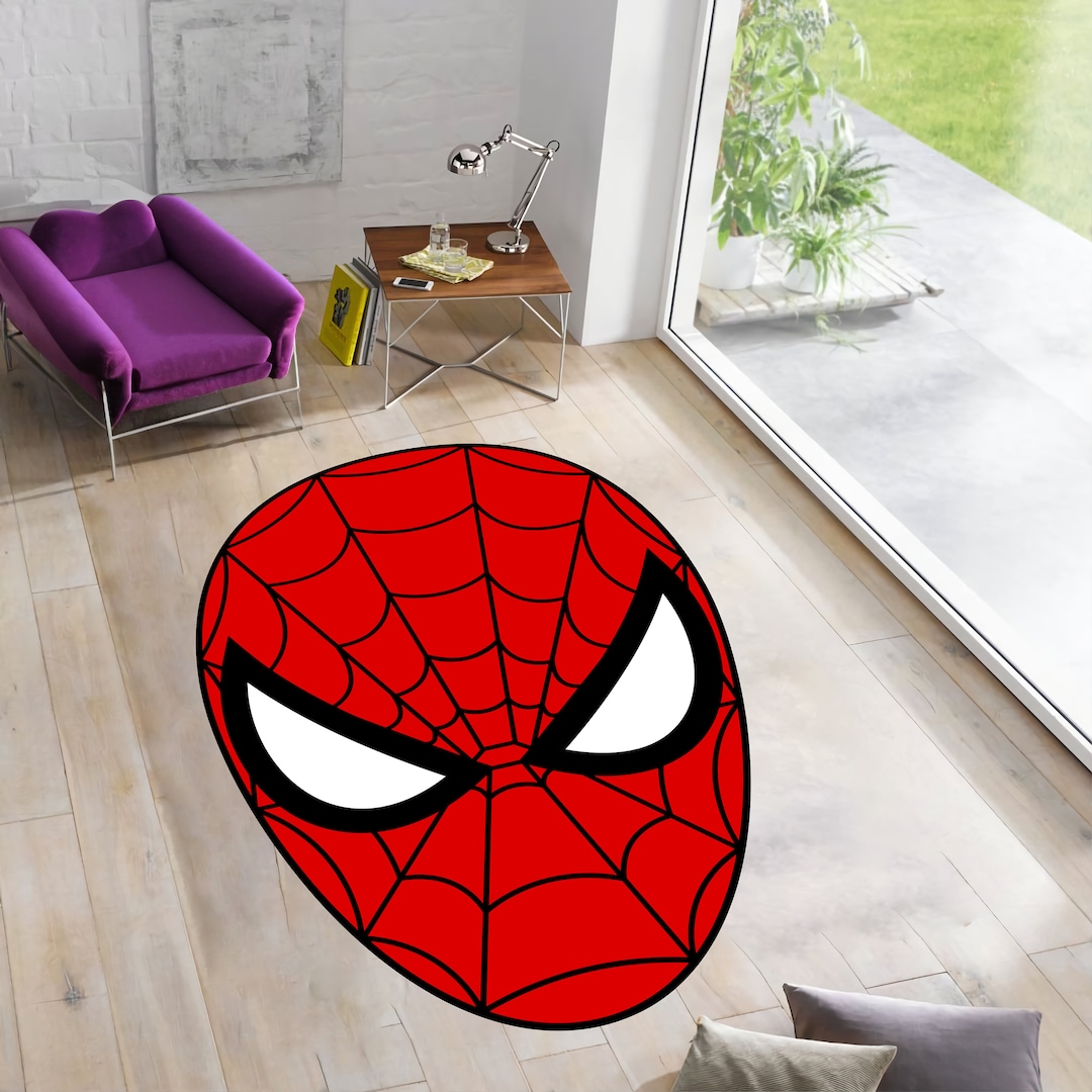 Spiderman Rug,spiderman Face Rug,spiderman Mask Shaped Rug,marvel Rug ...