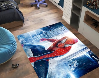 Alfombra de Spiderman: Diseño de portada de cómic, decoración para habitación infantil