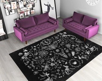 Witch Rug,Witchy Aesthetic Rug,Witchy Journal Rug,Bat Rug,Gothic Rug,Skull Rug,Skeleton Rug,Gothic Design,Deer Rug,Butterfly Rug,Area Rugs