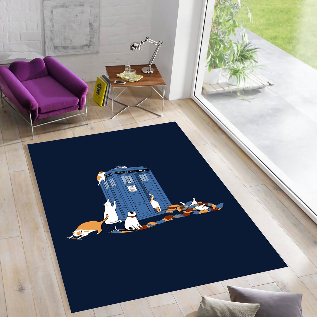 Tardis Police Box Rug: Cats Design, Modern Area Rug - Etsy