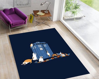 Tardis Rug,Police Box Rug,Doctor Who Rug,Cats Rug,Rugs,Rugs for Living Room,Rugs for Bedroom,Custom Rugs,Area Rugs,Modern Rugs,Popular Rugs