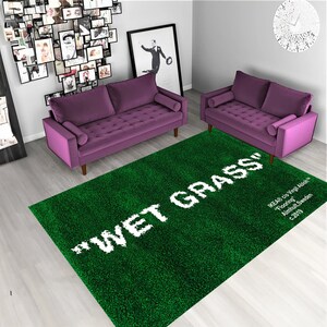 Green Grass Print Rug: Modern Area Carpet, Custom Rugs
