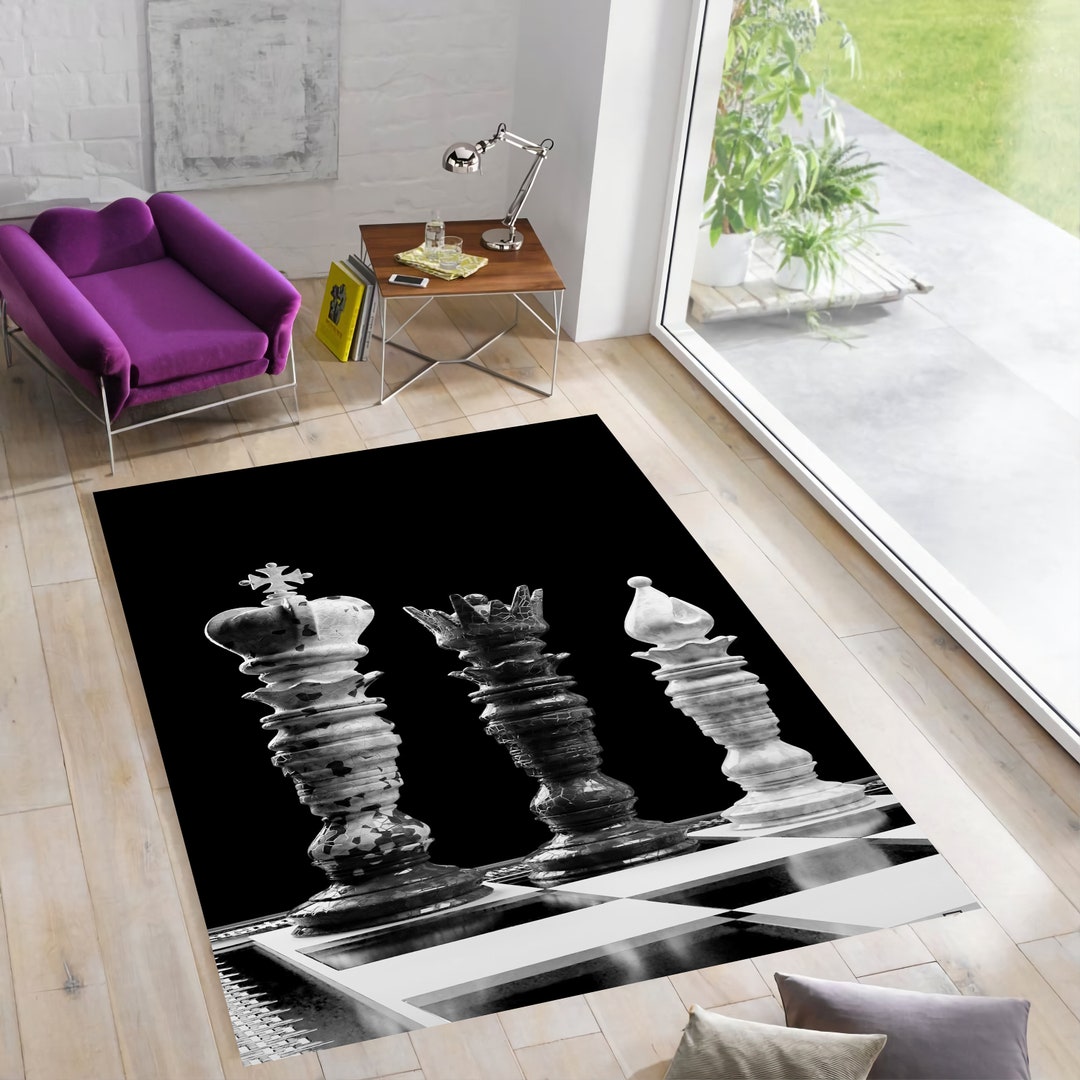 Checkered Chess Rug: Modern Non-slip Polyester Area Rug - Etsy